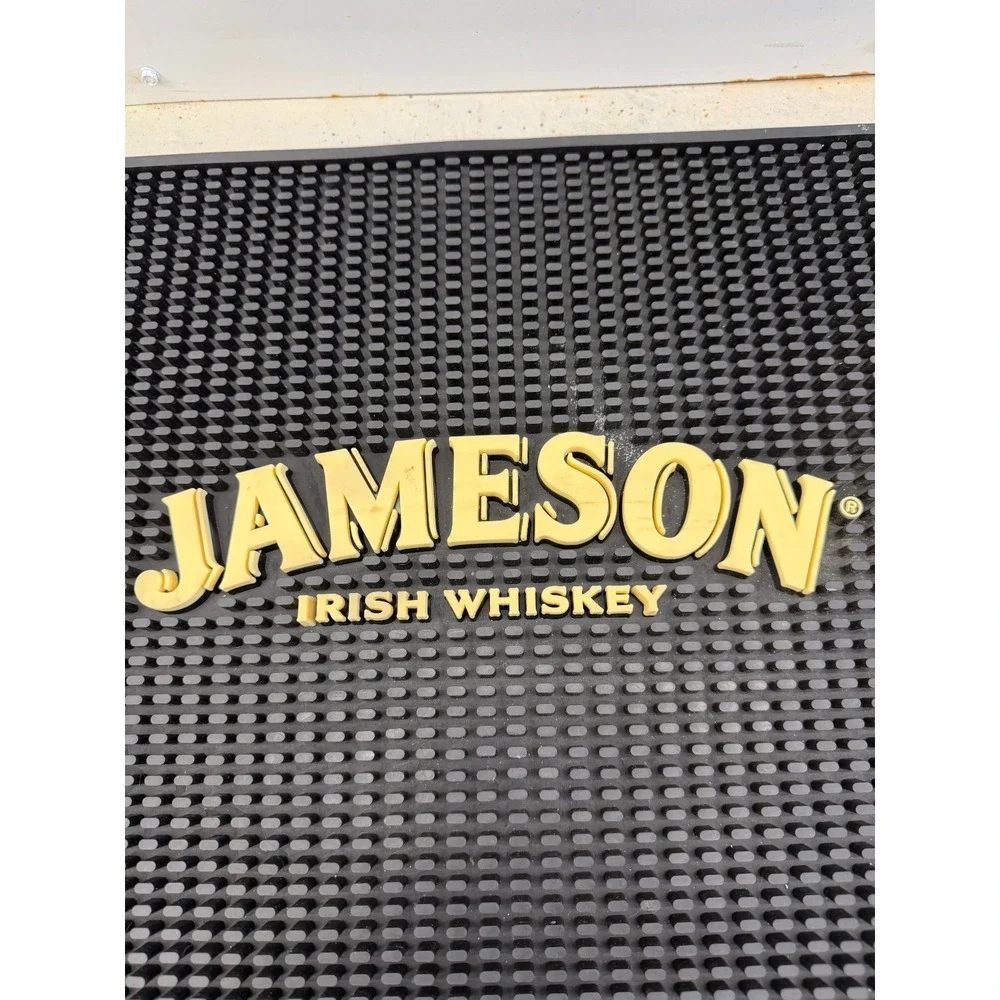 Jameson Irish Whiskey Heavy-Duty Bar Spill Mat Black Flexible Non-Slip Rectangle
